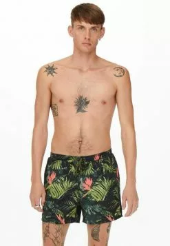 Only & Sons GEMUSTERTE - Short De Bain - Olive Night