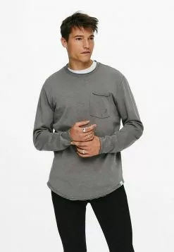 Only & Sons T-shirt à Manches Longues - Medium Grey Melange