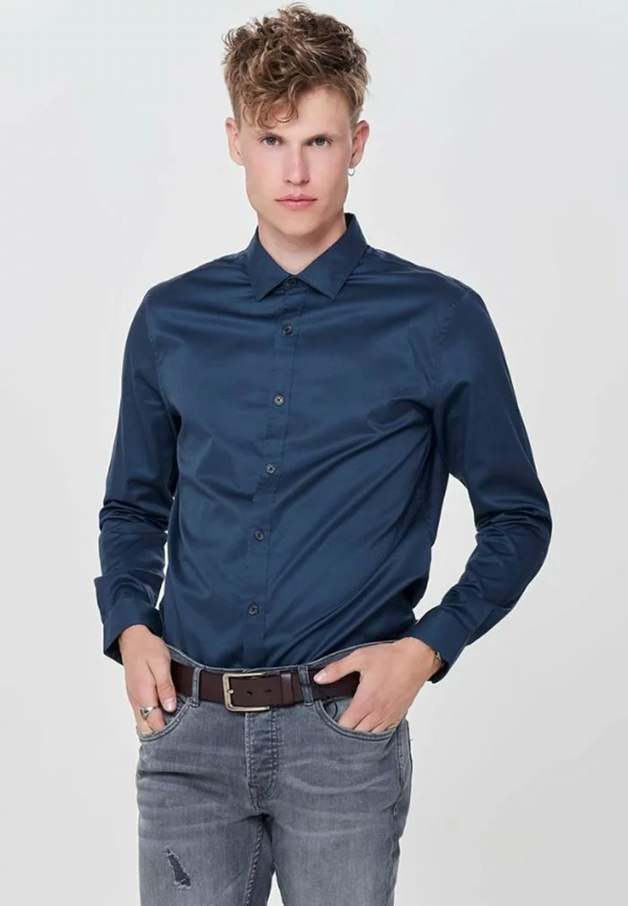 Only & Sons LANGARM - Chemise - Dress Blues 1 Only & Sons LANGARM - Chemise - Dress Blues