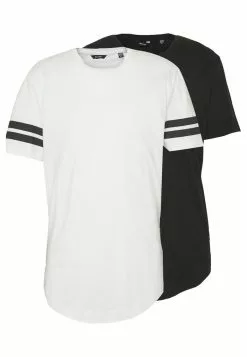 Only & Sons ONSMATT LONGY SOLID STRIPE 2 PACK - T-shirt Imprimé - Black/white