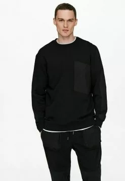 Only & Sons Sweatshirt - Black -Only & Sons Soldes Boutique 18d389af6b474d038b392e5100eca3da