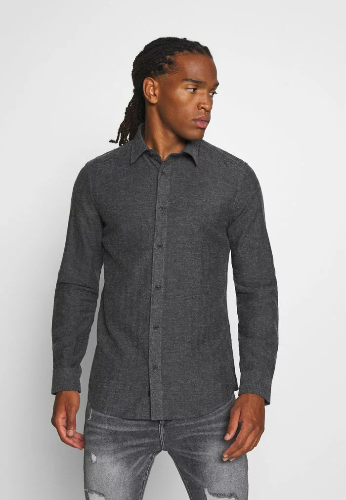 Only & Sons ONSBRAD HERRINGBONE SHIRT - Chemise - Medium Grey Melange 1 Only & Sons ONSBRAD HERRINGBONE SHIRT - Chemise - Medium Grey Melange