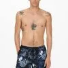Only & Sons GEMUSTERTE - Short De Bain - Dark Navy