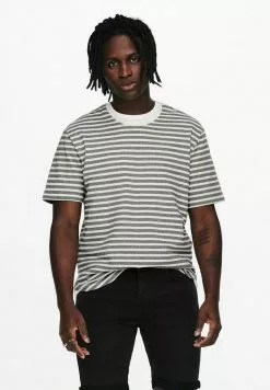 Only & Sons GESTREIFT - T-shirt Imprimé - Star White