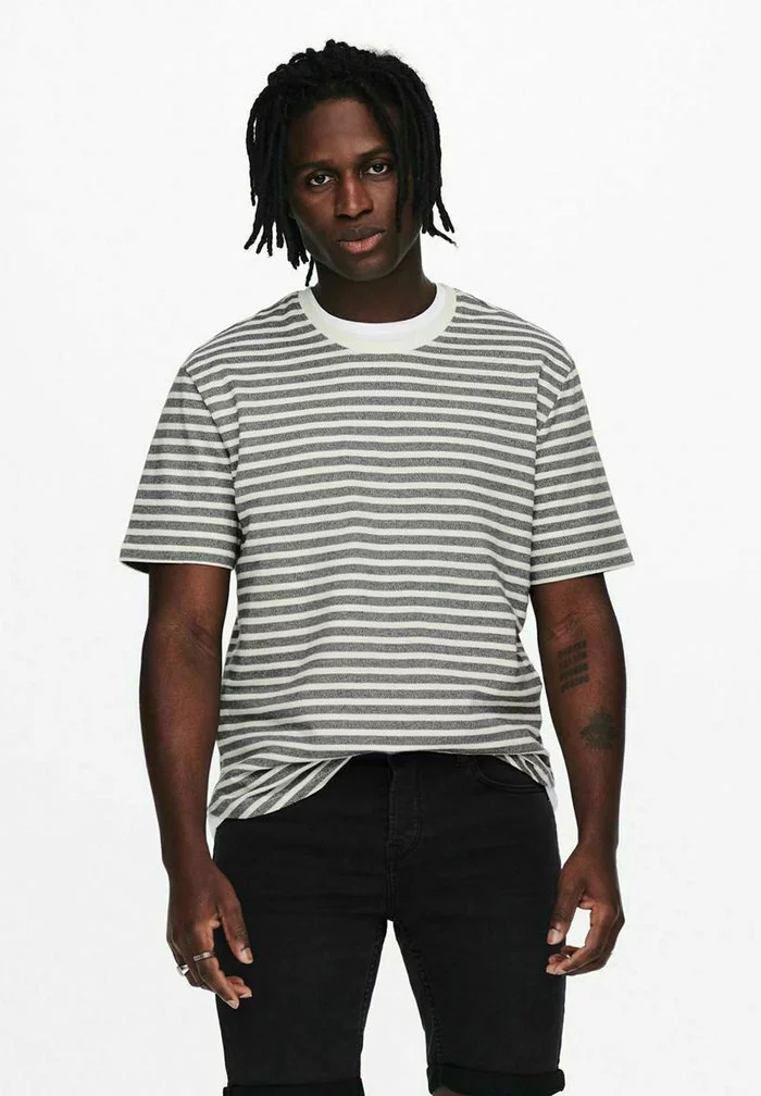 Only & Sons GESTREIFT - T-shirt Imprimé - Star White 1 Only & Sons GESTREIFT - T-shirt Imprimé - Star White