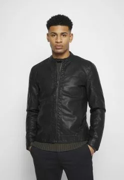 Only & Sons ONSMIKE RACER JACKET - Veste En Similicuir - Black -Only & Sons Soldes Boutique 36d4b0eb295046b3895f217bf64a815b
