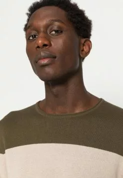 Only & Sons ONSDON CREW NECK STRIPE - Pullover - Olive Night -Only & Sons Soldes Boutique 39a8b8e6ced0457abe5a3247cd4e5c83