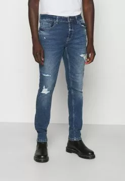 Only & Sons ONSLOOM SLIM LIFE BLUEDESTROY - Jean Slim - Blue Denim
