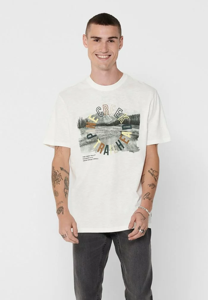 Only & Sons T-shirt Imprimé - Cloud Dancer 1 Only & Sons T-shirt Imprimé - Cloud Dancer