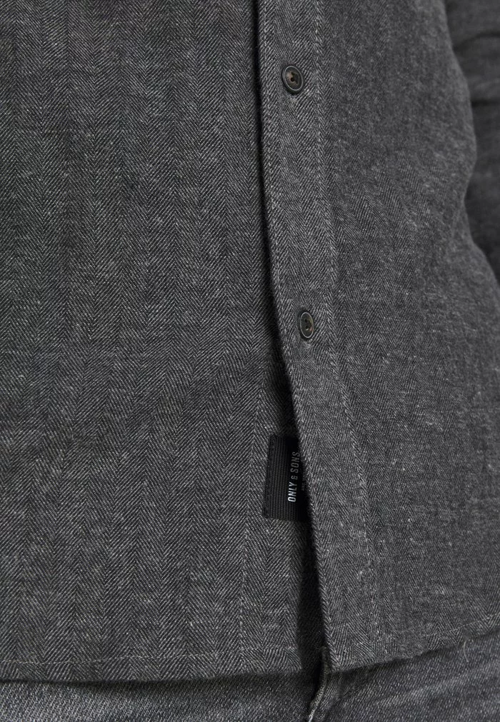Only & Sons ONSBRAD HERRINGBONE SHIRT - Chemise - Medium Grey Melange 6 Only & Sons ONSBRAD HERRINGBONE SHIRT - Chemise - Medium Grey Melange – Image 6