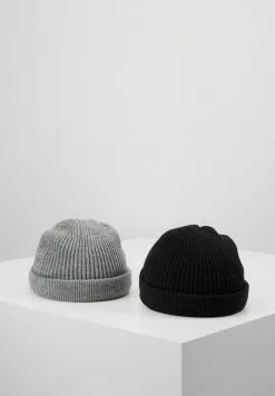 Only & Sons ONSSHORT BEANIE 2 PACK - Bonnet - Black/grey Melange