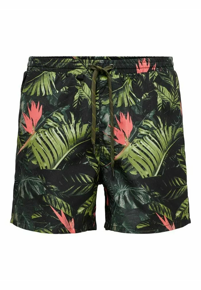 Only & Sons GEMUSTERTE - Short De Bain - Olive Night 5 Only & Sons GEMUSTERTE - Short De Bain - Olive Night – Image 5