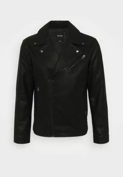 Only & Sons ONSAKSEL BIKER JACKET - Veste En Similicuir - Black -Only & Sons Soldes Boutique 6a271ca58f9641f992626ee9ffb56b06