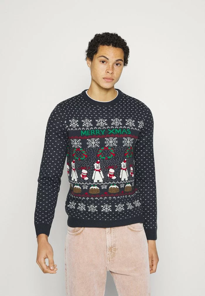 Only & Sons CREW JAQUARD - Pullover - Dark Navy 1 Only & Sons CREW JAQUARD - Pullover - Dark Navy