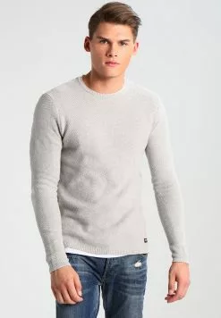 Only & Sons ONSDAN STRUCTURE CREW NECK - Pullover - Light Grey Melange
