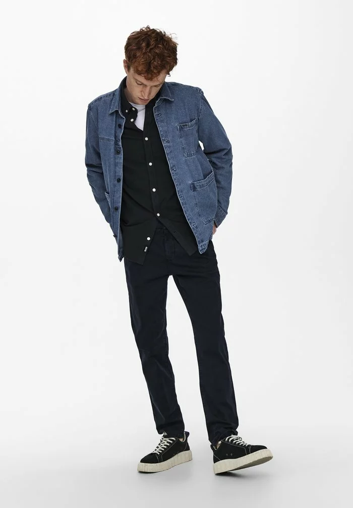 Only & Sons ONSPETE LIFE SLIM - Chino - Dark Navy 1 Only & Sons ONSPETE LIFE SLIM - Chino - Dark Navy