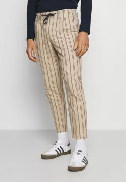 Only & Sons ONSLEOLIFE STRIPE MIX CROP - Pantalon Classique - Chinchilla