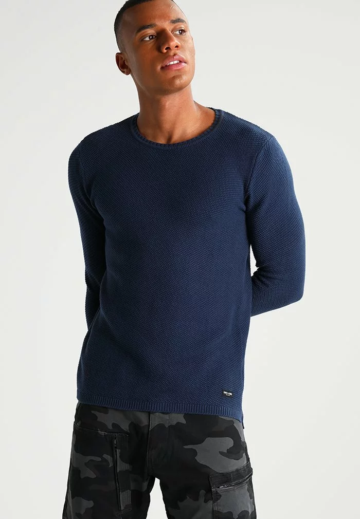 Only & Sons ONSDAN STRUCTURE CREW NECK - Pullover - Dress Blues 1 Only & Sons ONSDAN STRUCTURE CREW NECK - Pullover - Dress Blues