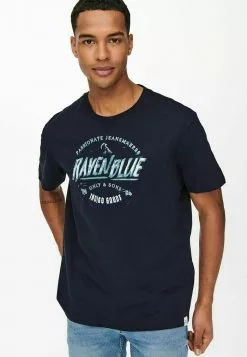 ONLY & SONS PRINT - T-shirt Imprimé - Dark Blue -Only & Sons Soldes Boutique bd07c66841124703a6fdbec43dbd1876