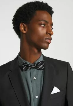 Only & Sons ONSTRIPP STRIPE BOWTIE SET - Mouchoir De Poche - Black/white