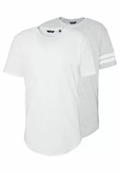 Only & Sons ONSMATT LONGY SOLID STRIPE 2 PACK - T-shirt Imprimé - White