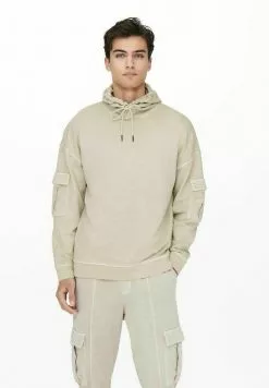 Only & Sons Sweat à Capuche - Silver Lining