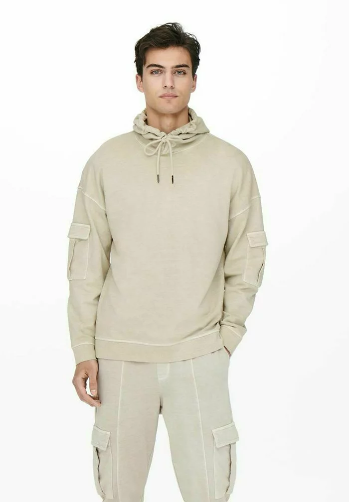 Only & Sons Sweat à Capuche - Silver Lining 1 Only & Sons Sweat à Capuche - Silver Lining