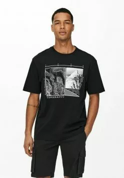 Only & Sons T-shirt Imprimé - Black