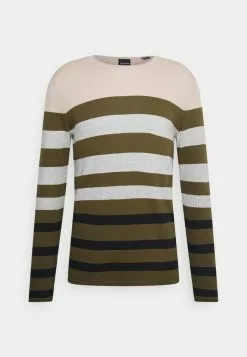 Only & Sons ONSDON STRIPED CREW NECK - Pullover - Light Grey Melange