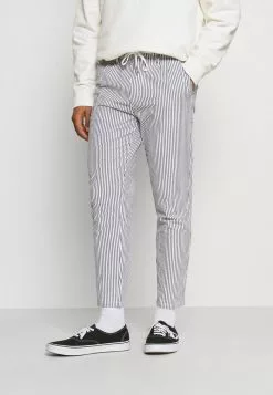 Only & Sons ONSLEO LIFE CROP SEERSUCKER - Pantalon Classique - Dark Grey Melange