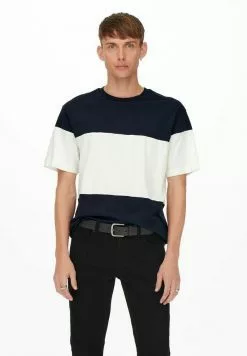 Only & Sons T-shirt Imprimé - Dark Navy/white