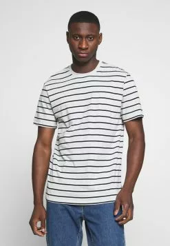 Only & Sons ONSMEL LIFE STRIPE TEE - T-shirt Imprimé - Light Grey