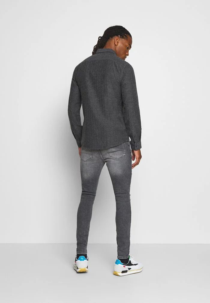 Only & Sons ONSBRAD HERRINGBONE SHIRT - Chemise - Medium Grey Melange 3 Only & Sons ONSBRAD HERRINGBONE SHIRT - Chemise - Medium Grey Melange – Image 3