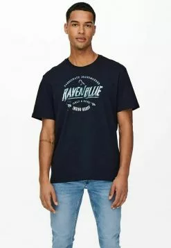 ONLY & SONS PRINT - T-shirt Imprimé - Dark Blue