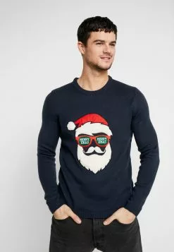 Only & Sons ONSXMAS FUNNY BADGE - Pullover - Blue Nights