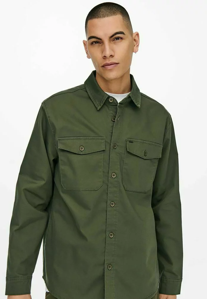 Only & Sons EINFARBIGES CARGO- - Chemise - Olive Night 4 Only & Sons EINFARBIGES CARGO- - Chemise - Olive Night – Image 4