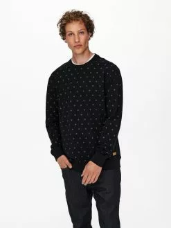 Only & Sons ONSKENNETH LIFE AOP SWEAT NF - Sweatshirt - Black