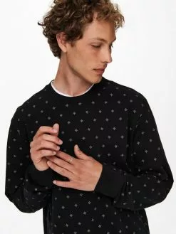 Only & Sons ONSKENNETH LIFE AOP SWEAT NF - Sweatshirt - Black -Only & Sons Soldes Boutique fea33d45f6c3408181f9df1e88633181